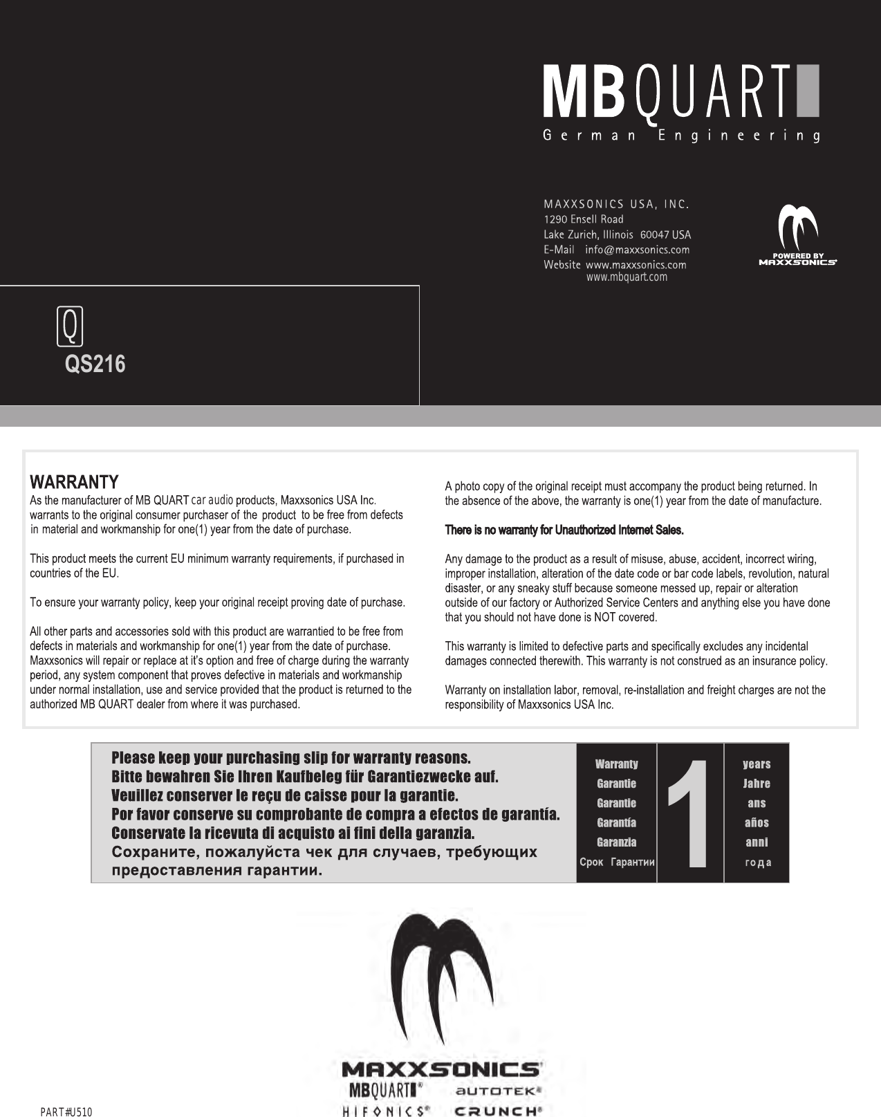 Page 8 of 8 - Mb-Quart Mb-Quart-Qs216-Users-Manual-  Mb-quart-qs216-users-manual