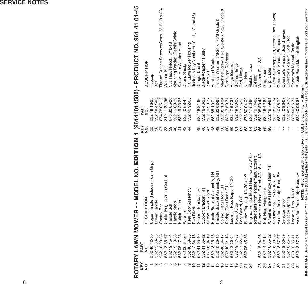 Page 3 of 4 - McCulloch EDITION 1 MFG. ID. NO. 96141014500 IPL, McCulloch, Edition1, 96141014500, 2007-04, Lawn Mower User Manual  To The 6cd32bbe-b55b-4663-812d-12a5a84d8724