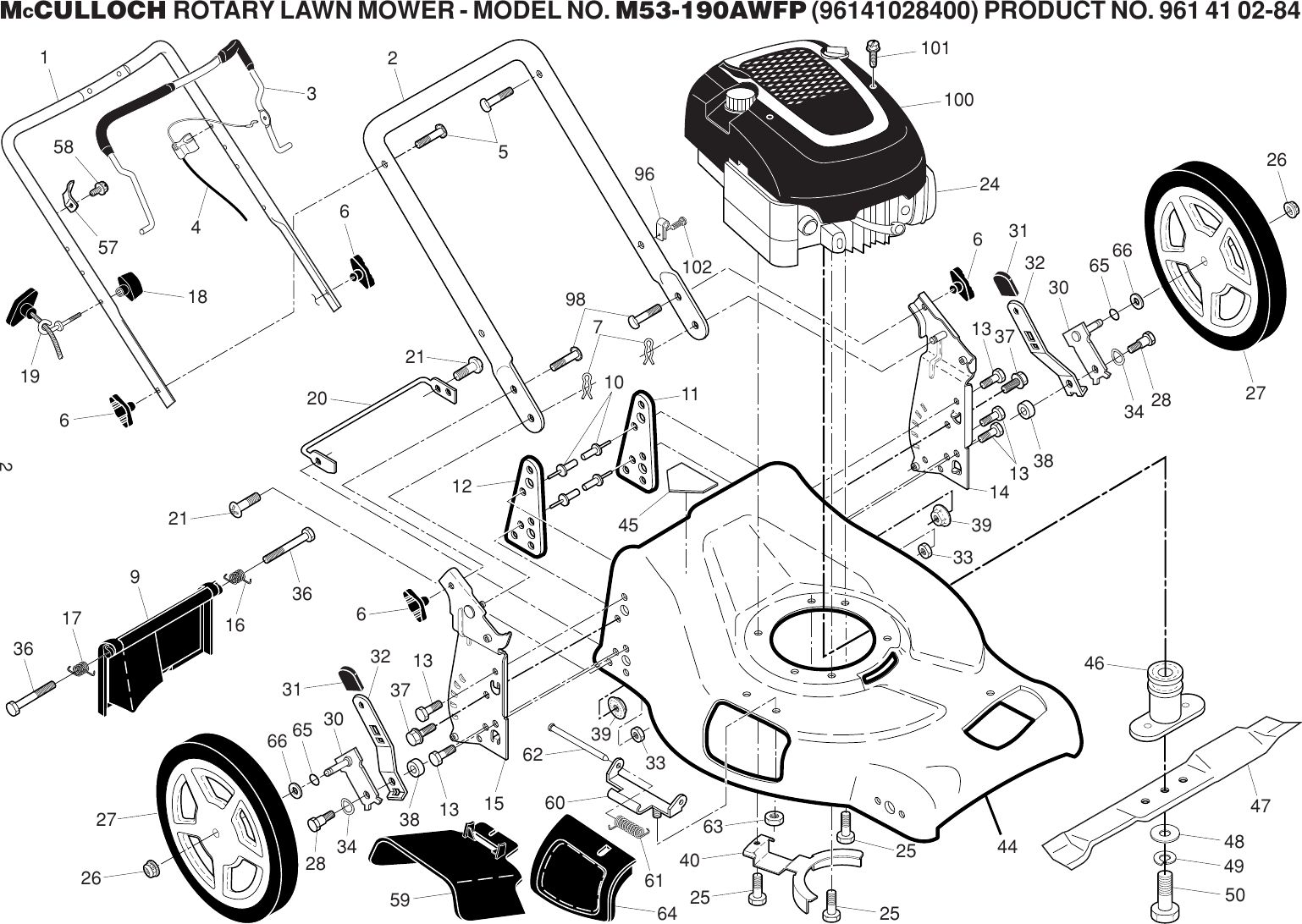Page 2 of 5 - McCulloch M53-190AWFP IPL, McCulloch, M53-190AWFP, 96141028400, 2013-11, Lawn Mower User Manual  To The 5052dc1f-8f17-4e4a-baa0-c66d6f1bee87