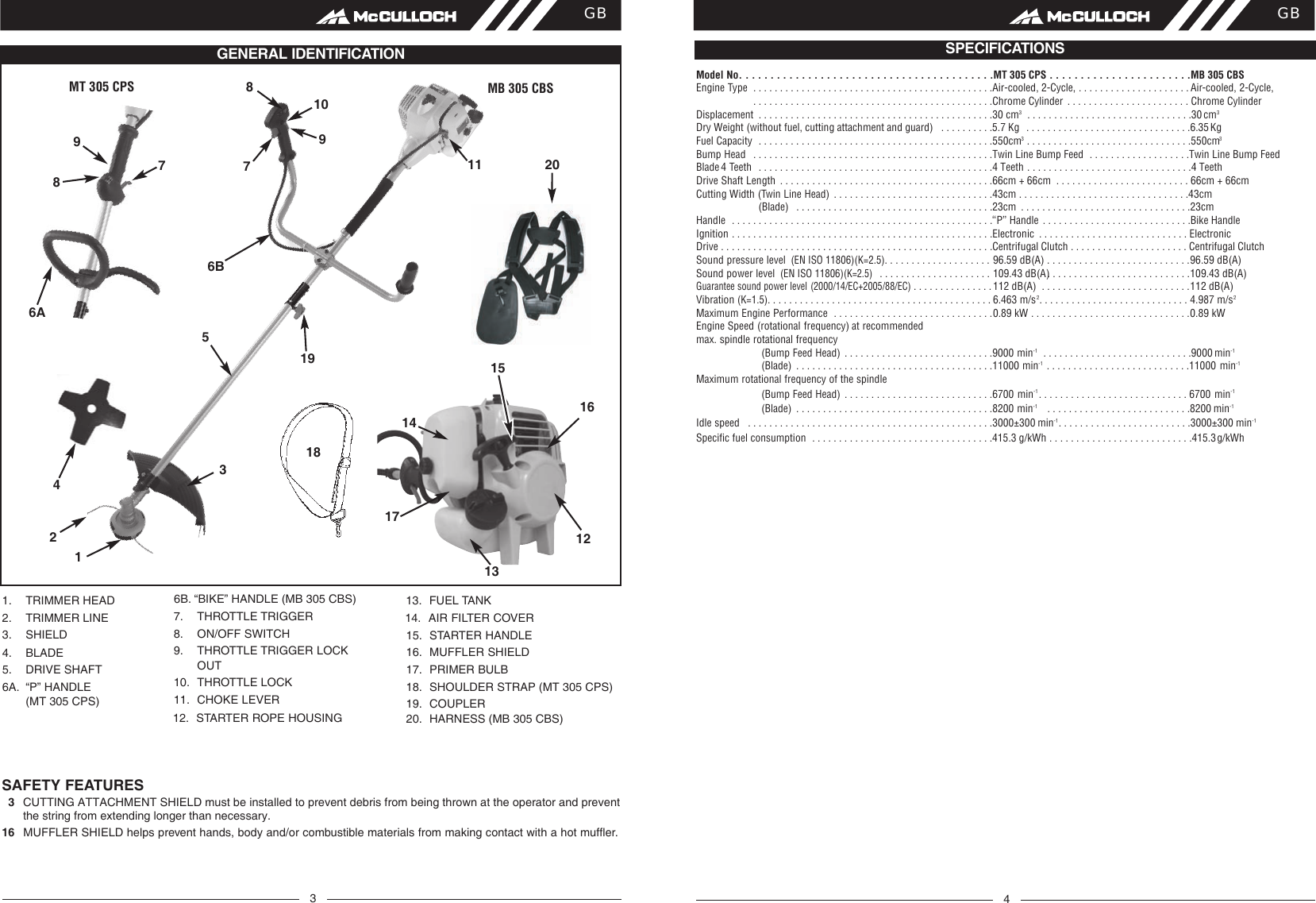 Page 3 of 9 - McCulloch MT 305 OM, McCulloch, CPS, MB CBS, 967153501, 967153502, 967153101, 966601201, 2012-12, Brushcutter User Manual  To The 1d81ec93-58ad-41d6-9294-243098001fde