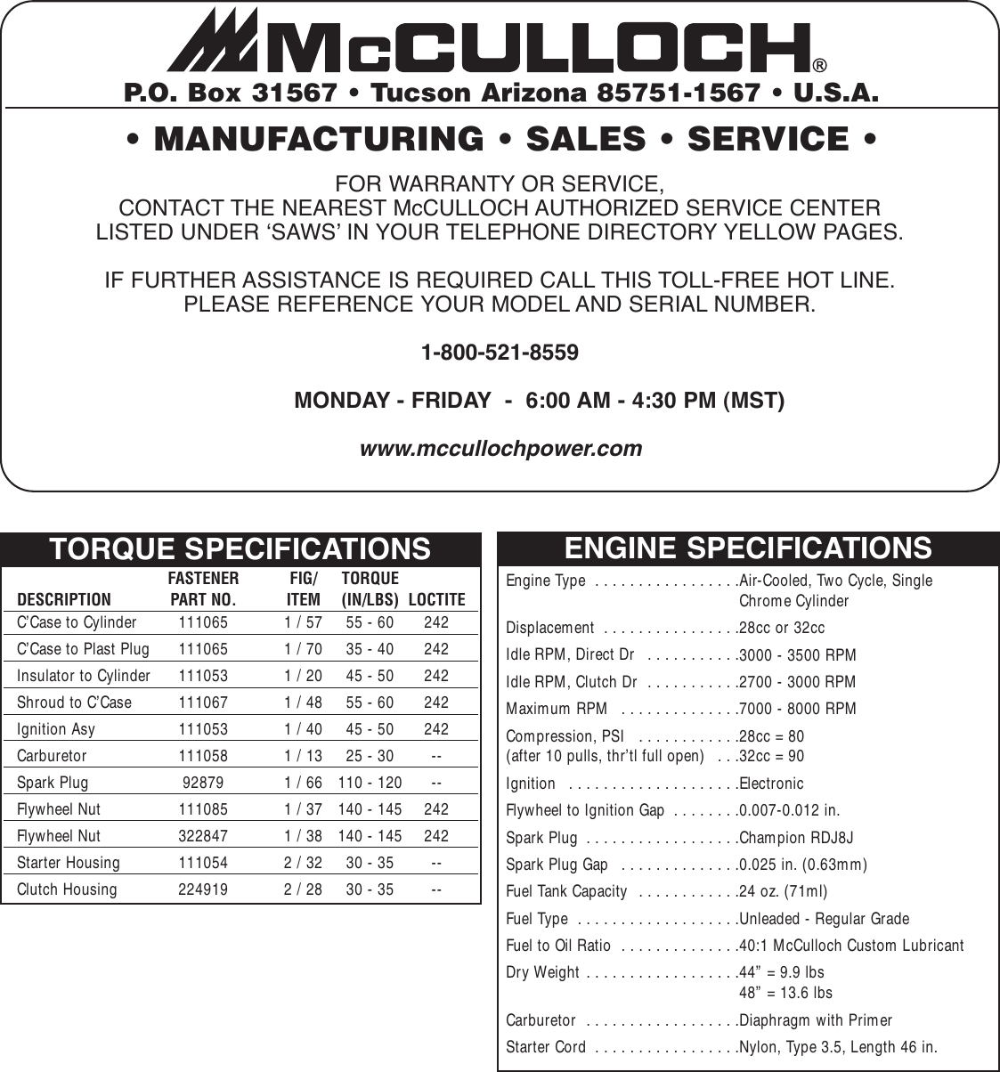 Page 8 of 8 - Mcculloch Mcculloch-28Cc-Illustrated-Parts-Breakdown- ManualsLib - Makes It Easy To Find Manuals Online!  Mcculloch-28cc-illustrated-parts-breakdown
