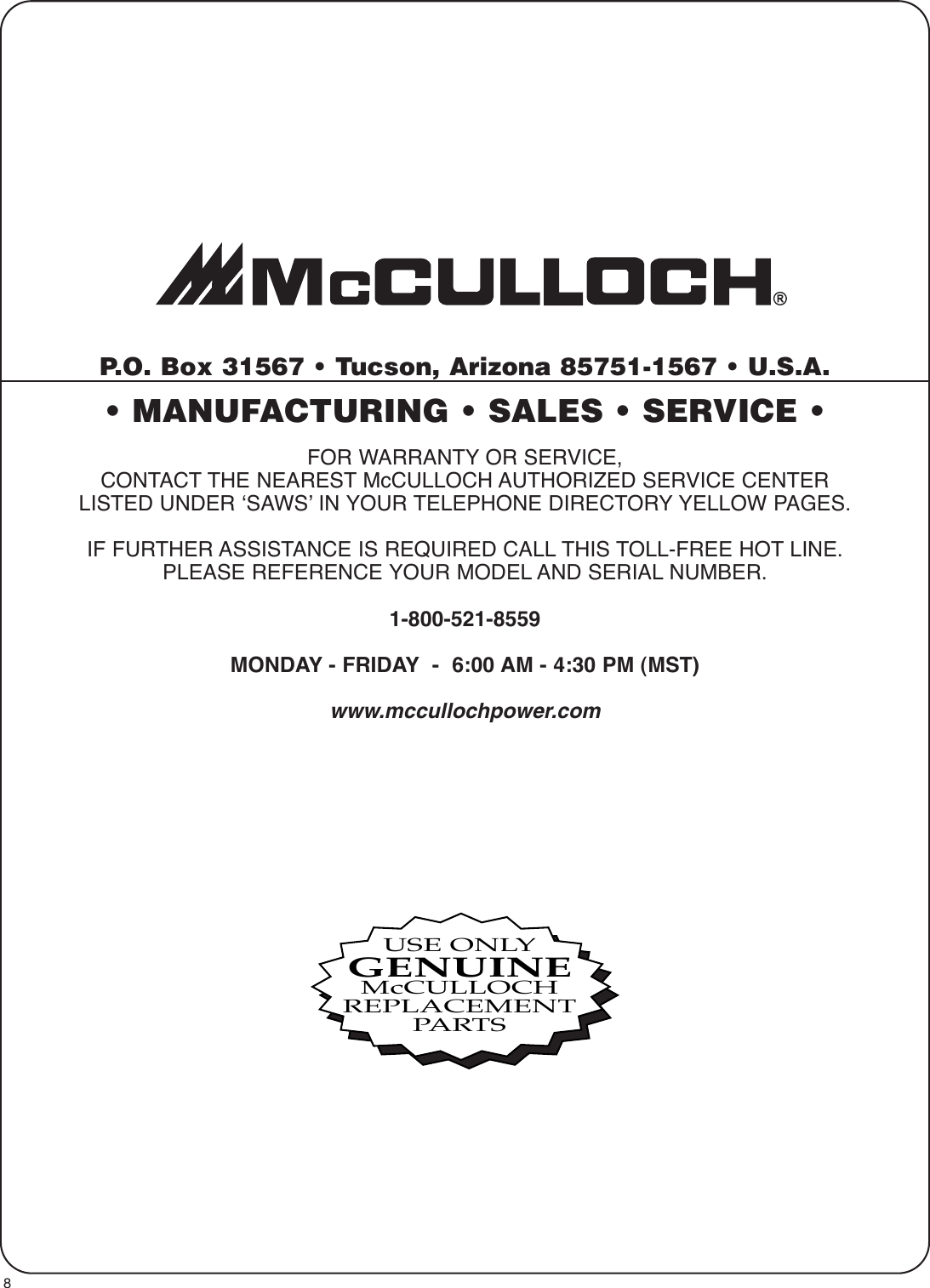 Page 8 of 8 - Mcculloch Mcculloch-3Cc-Series-Illustrated-Parts-Breakdown- ManualsLib - Makes It Easy To Find Manuals Online!  Mcculloch-3cc-series-illustrated-parts-breakdown