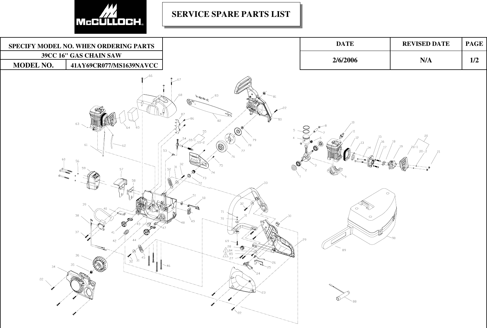 Page 1 of 2 - Mcculloch Mcculloch-41Ay69Cr077-Parts-List- 41AY69CR077  Mcculloch-41ay69cr077-parts-list