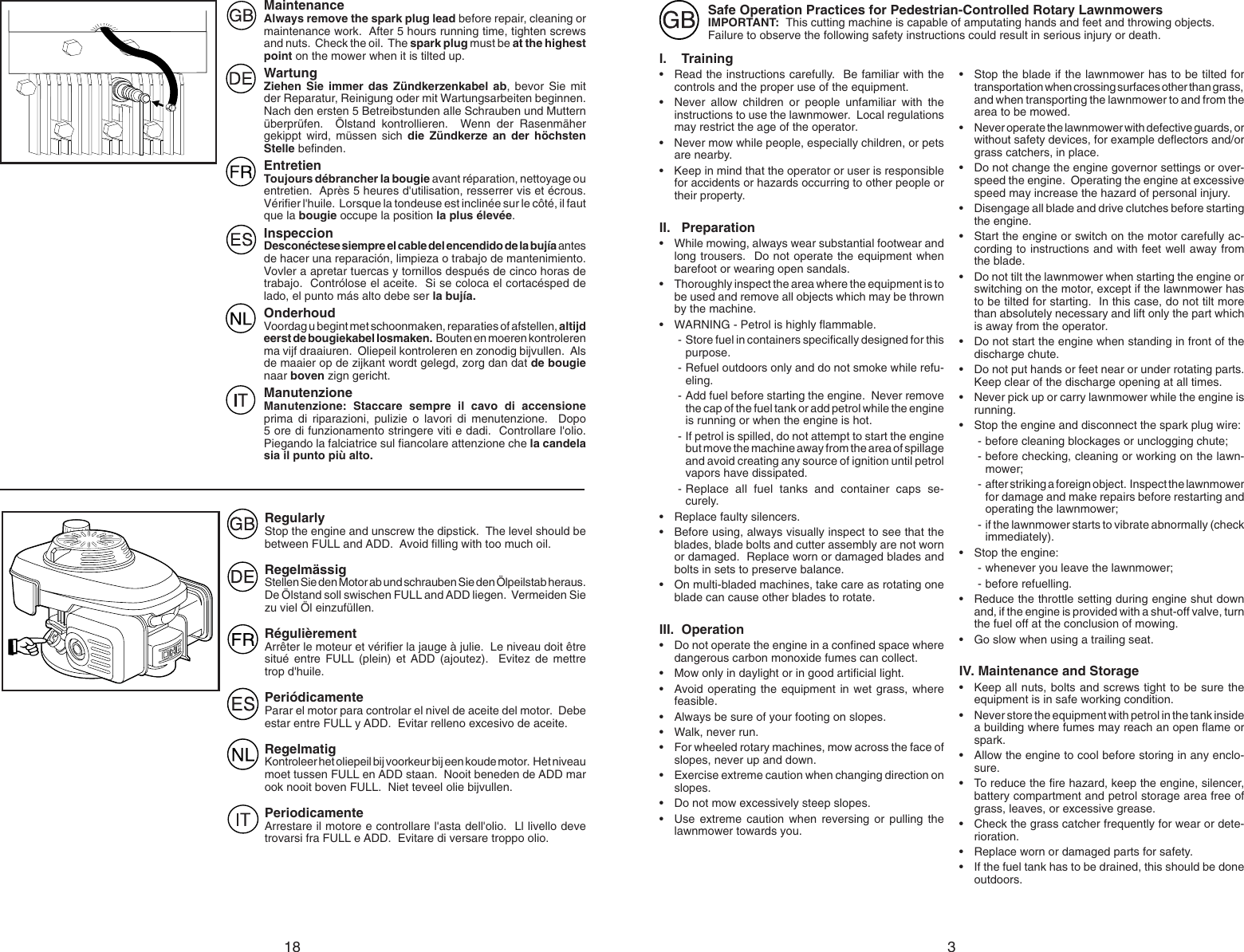 Page 3 of 10 - Mcculloch Mcculloch-96141003802-Instruction-Manual- OM, McCulloch, BRO22, 96141003802, 2007-02, Lawn Mower, EN, DE, FR, ES, NL, IT  Mcculloch-96141003802-instruction-manual