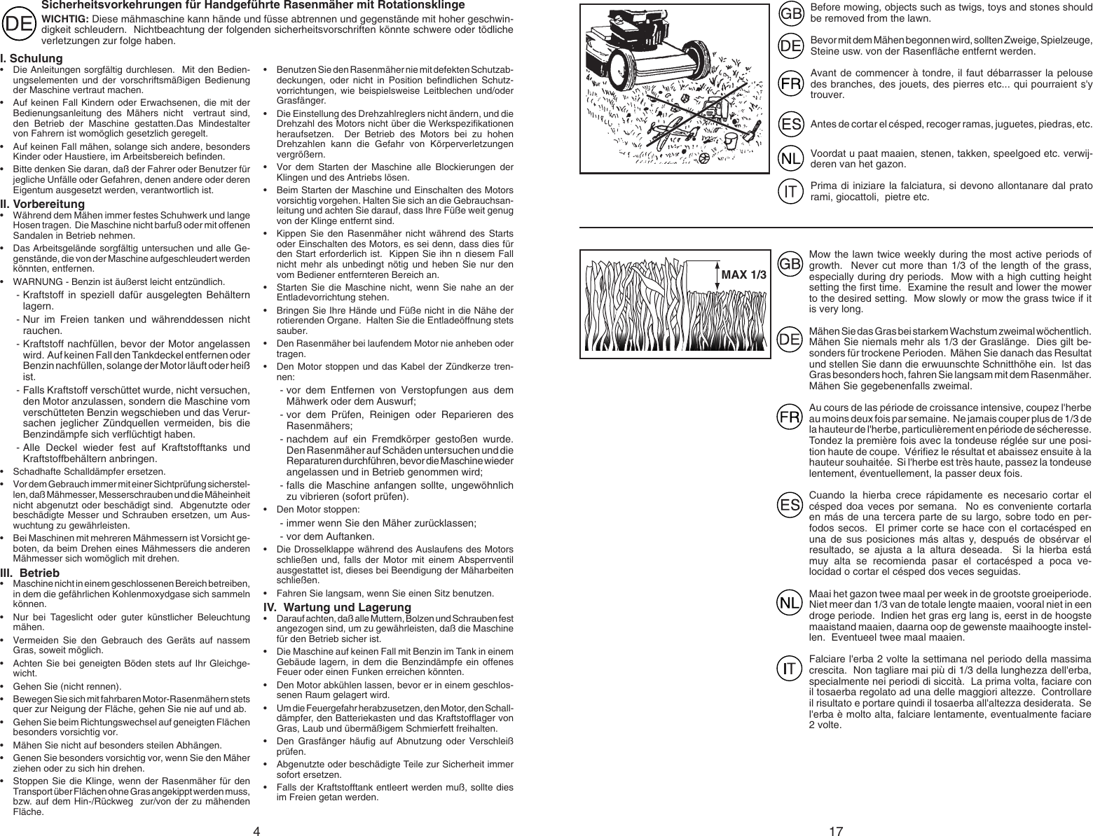 Page 4 of 10 - Mcculloch Mcculloch-96141003802-Instruction-Manual- OM, McCulloch, BRO22, 96141003802, 2007-02, Lawn Mower, EN, DE, FR, ES, NL, IT  Mcculloch-96141003802-instruction-manual