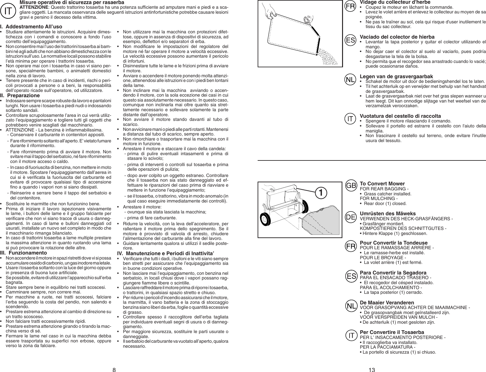 Page 8 of 10 - Mcculloch Mcculloch-96141003802-Instruction-Manual- OM, McCulloch, BRO22, 96141003802, 2007-02, Lawn Mower, EN, DE, FR, ES, NL, IT  Mcculloch-96141003802-instruction-manual