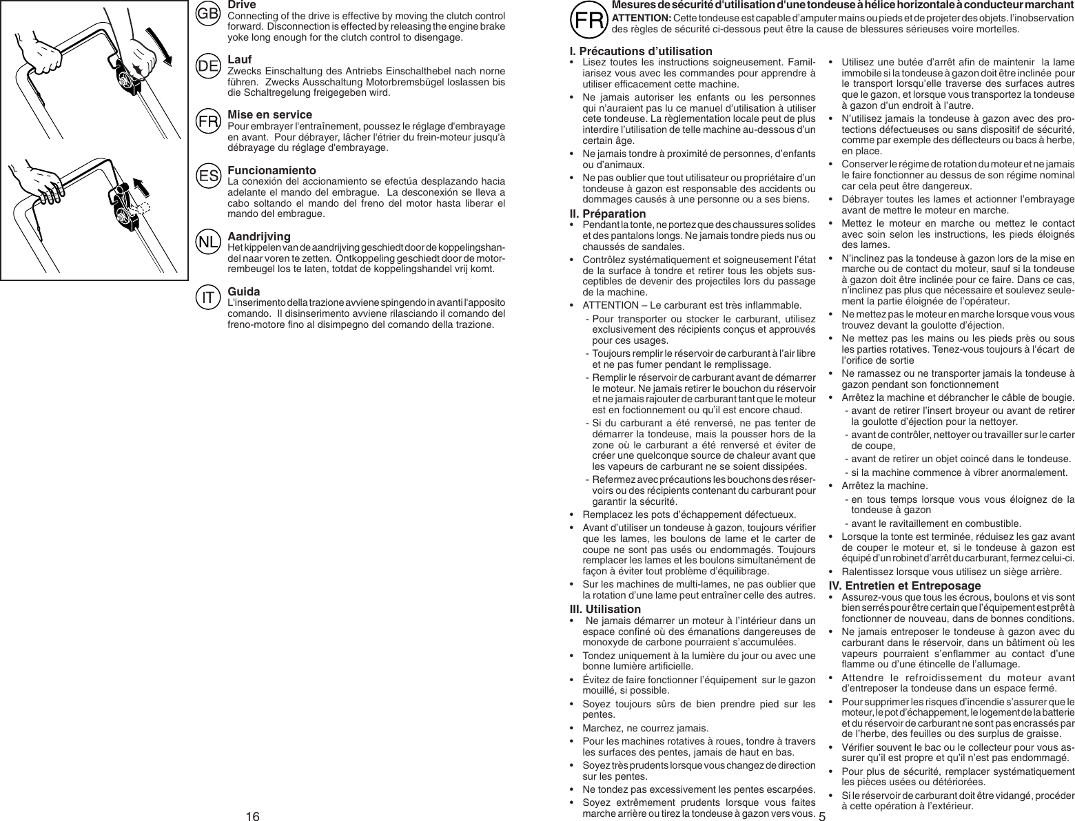 Page 5 of 10 - Mcculloch Mcculloch-M5553D-Users-Manual- OM, McCulloch, M5553 D, 96141007100, 2007-02, Lawn Mower, EN, DE, FR, ES, NL, IT  Mcculloch-m5553d-users-manual