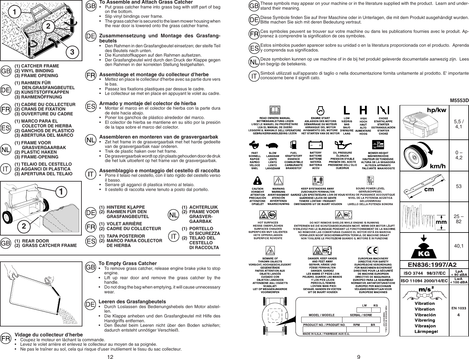 Page 9 of 10 - Mcculloch Mcculloch-M5553D-Users-Manual- OM, McCulloch, M5553 D, 96141007100, 2007-02, Lawn Mower, EN, DE, FR, ES, NL, IT  Mcculloch-m5553d-users-manual