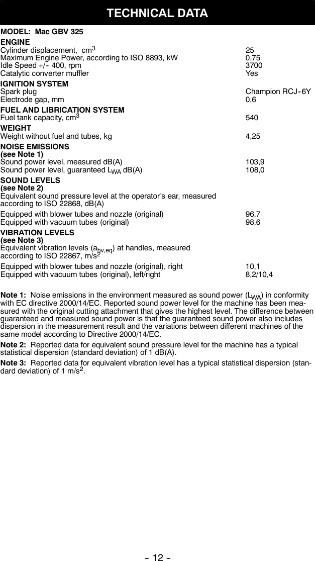 Page 12 of 12 - Mcculloch Mcculloch-Mac-Gbv-325-Users-Manual- OM, McCulloch, Mac GBV325, 952715703, 952715735, 2010-08, Blower, EN  Mcculloch-mac-gbv-325-users-manual