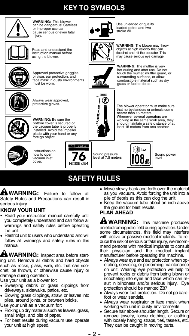 Page 2 of 12 - Mcculloch Mcculloch-Mac-Gbv-325-Users-Manual- OM, McCulloch, Mac GBV325, 952715703, 952715735, 2010-08, Blower, EN  Mcculloch-mac-gbv-325-users-manual