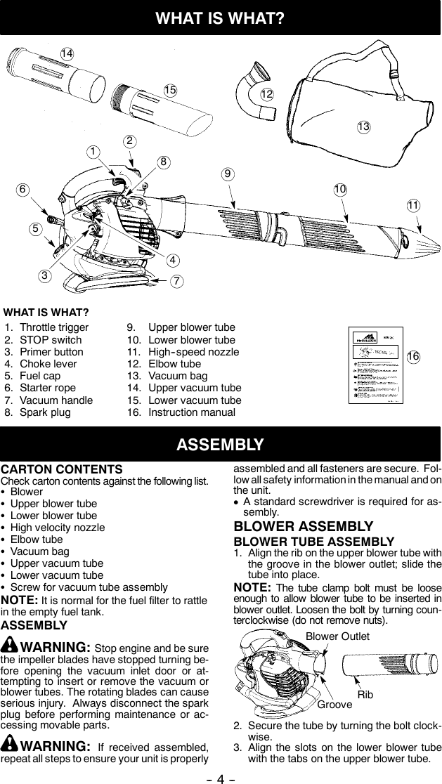 Mcculloch Mac Gbv 325 Users Manual Om Mcculloch Gbv325 10 08 Blower En