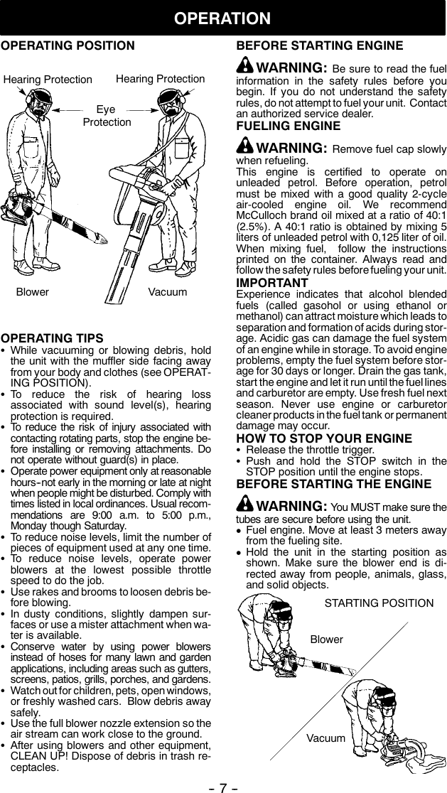 Page 7 of 12 - Mcculloch Mcculloch-Mac-Gbv-325-Users-Manual- OM, McCulloch, Mac GBV325, 952715703, 952715735, 2010-08, Blower, EN  Mcculloch-mac-gbv-325-users-manual