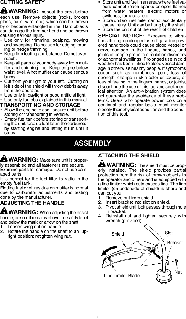 Page 4 of 10 - Mcculloch Mcculloch-Trimmac-Sl-545097742-Users-Manual- OM, McCulloch, Trim Mac SL, 2006-01, Brush Cutter, EN  Mcculloch-trimmac-sl-545097742-users-manual