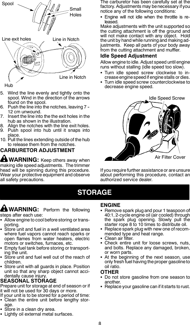 Page 8 of 10 - Mcculloch Mcculloch-Trimmac-Sl-545097742-Users-Manual- OM, McCulloch, Trim Mac SL, 2006-01, Brush Cutter, EN  Mcculloch-trimmac-sl-545097742-users-manual