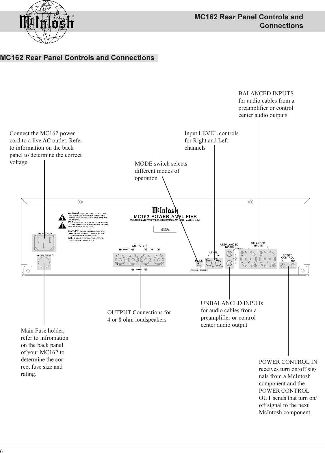 Page 6 of 12 - Mcintosh Mcintosh-Mc-162-Users-Manual- Mc16om02.pm6  Mcintosh-mc-162-users-manual