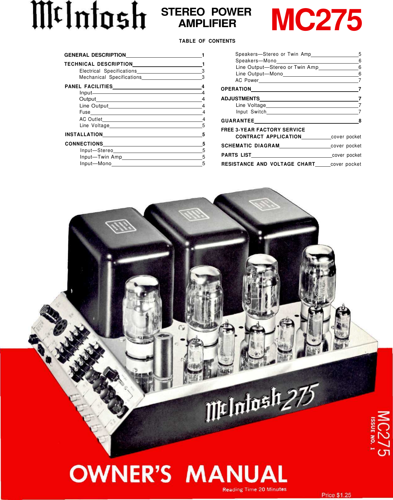 Page 1 of 12 - Mcintosh Mcintosh-Mc-275-Users-Manual-  Mcintosh-mc-275-users-manual