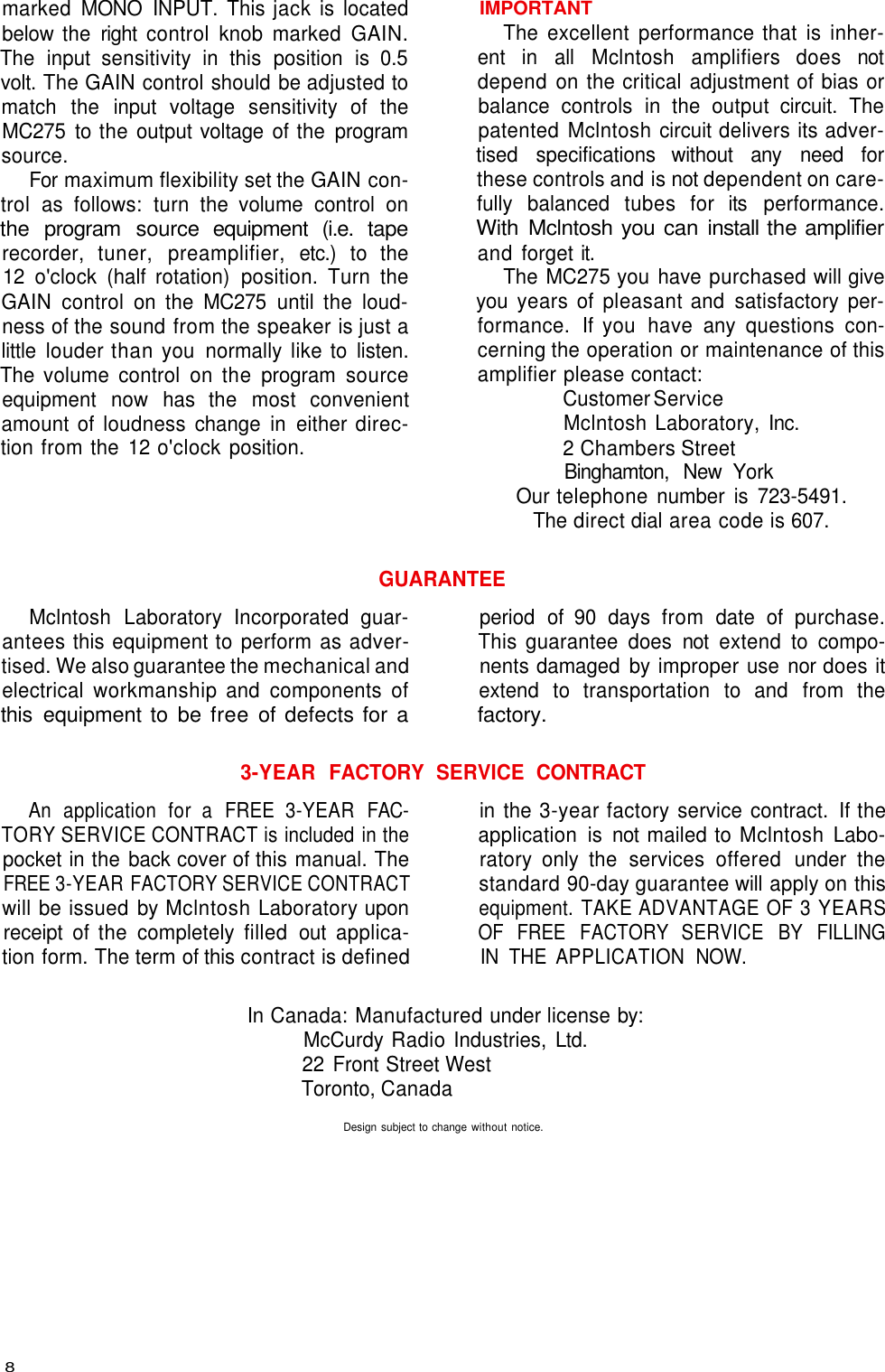 Page 10 of 12 - Mcintosh Mcintosh-Mc-275-Users-Manual-  Mcintosh-mc-275-users-manual