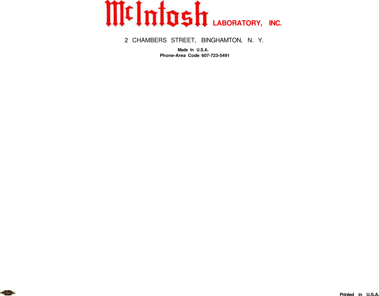 Page 12 of 12 - Mcintosh Mcintosh-Mc-275-Users-Manual-  Mcintosh-mc-275-users-manual