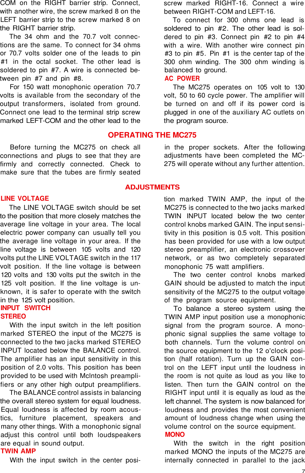 Page 9 of 12 - Mcintosh Mcintosh-Mc-275-Users-Manual-  Mcintosh-mc-275-users-manual