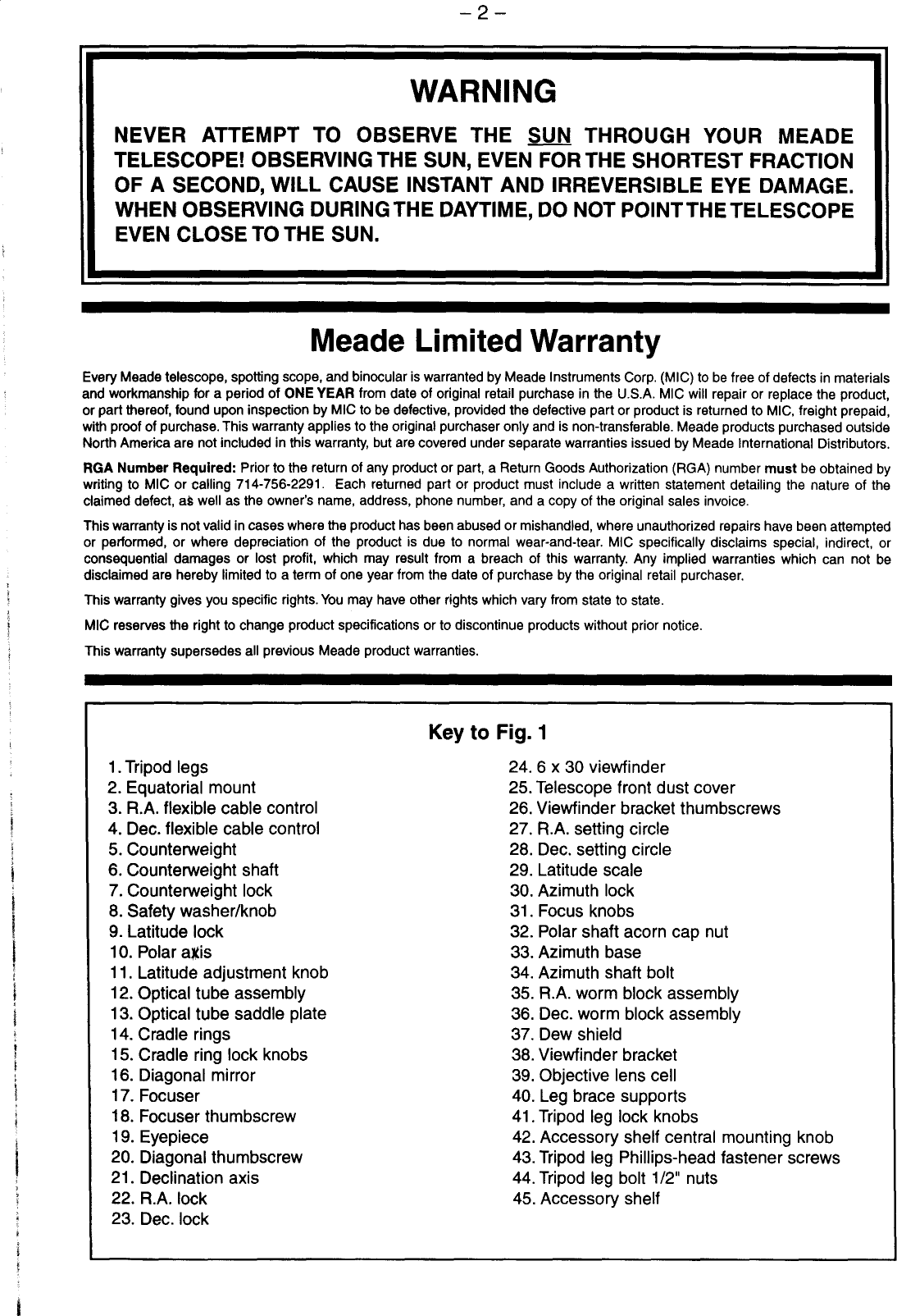 Page 2 of 12 - Meade Meade-395-Users-Manual-  Meade-395-users-manual