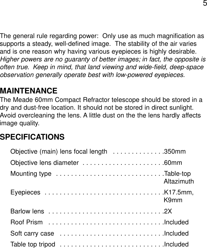 Page 2 of 4 - Meade Meade-60Az-T-Users-Manual-  Meade-60az-t-users-manual