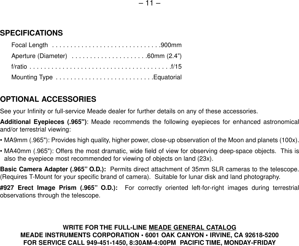 Page 11 of 11 - Meade Meade-60Eq-D-Users-Manual-  Meade-60eq-d-users-manual