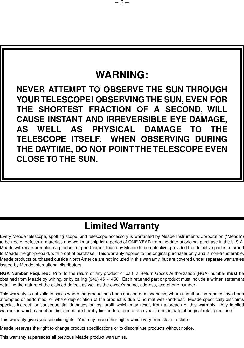 Page 2 of 11 - Meade Meade-60Eq-D-Users-Manual-  Meade-60eq-d-users-manual