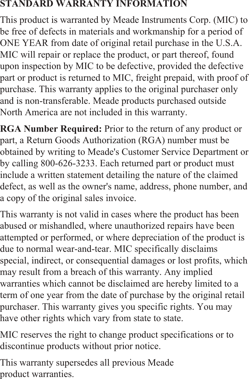 Page 11 of 12 - Meade Meade-Instruments-Weather-Radio-Ts33C-M-Users-Manual- TS33C Instruction Manual 031111  Meade-instruments-weather-radio-ts33c-m-users-manual