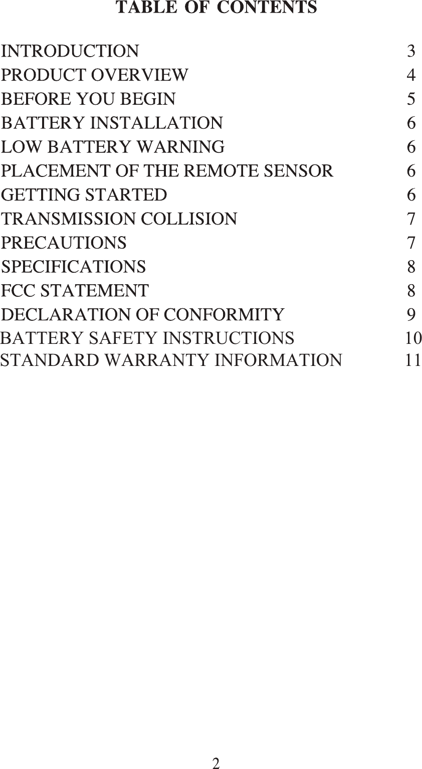 Page 2 of 12 - Meade Meade-Instruments-Weather-Radio-Ts33C-M-Users-Manual- TS33C Instruction Manual 031111  Meade-instruments-weather-radio-ts33c-m-users-manual