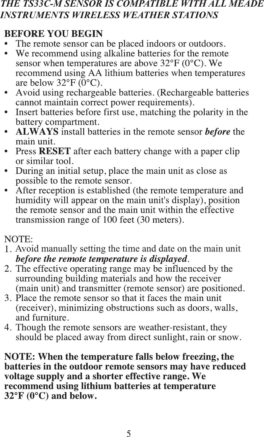 Page 5 of 12 - Meade Meade-Instruments-Weather-Radio-Ts33C-M-Users-Manual- TS33C Instruction Manual 031111  Meade-instruments-weather-radio-ts33c-m-users-manual