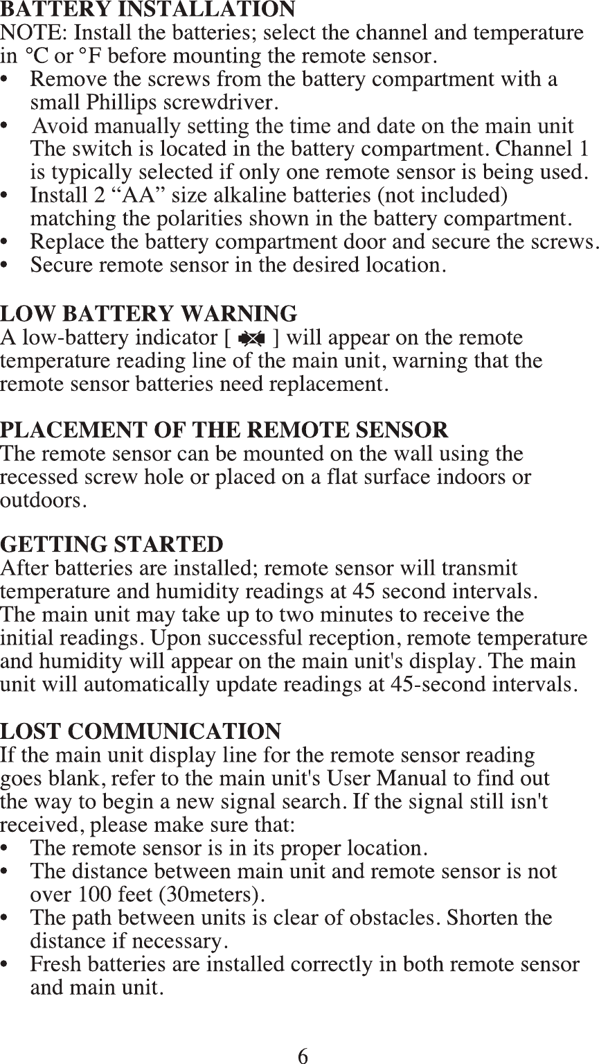 Page 6 of 12 - Meade Meade-Instruments-Weather-Radio-Ts33C-M-Users-Manual- TS33C Instruction Manual 031111  Meade-instruments-weather-radio-ts33c-m-users-manual