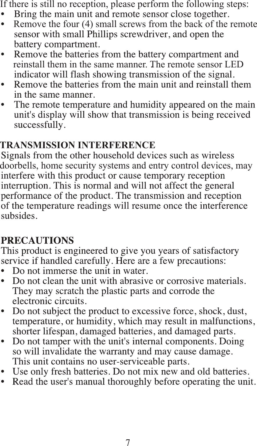 Page 7 of 12 - Meade Meade-Instruments-Weather-Radio-Ts33C-M-Users-Manual- TS33C Instruction Manual 031111  Meade-instruments-weather-radio-ts33c-m-users-manual