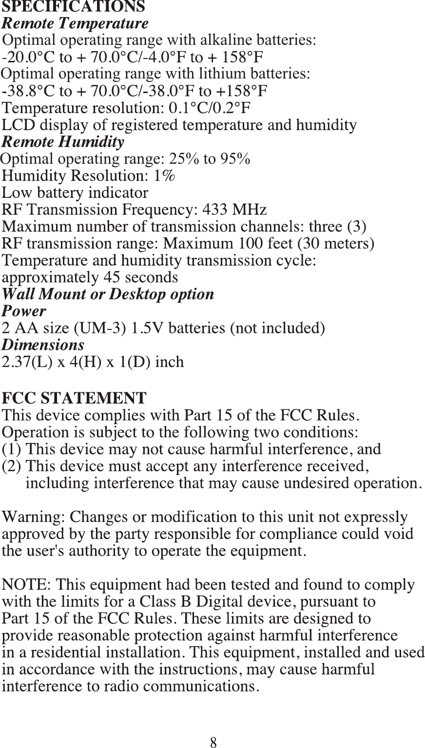 Page 8 of 12 - Meade Meade-Instruments-Weather-Radio-Ts33C-M-Users-Manual- TS33C Instruction Manual 031111  Meade-instruments-weather-radio-ts33c-m-users-manual