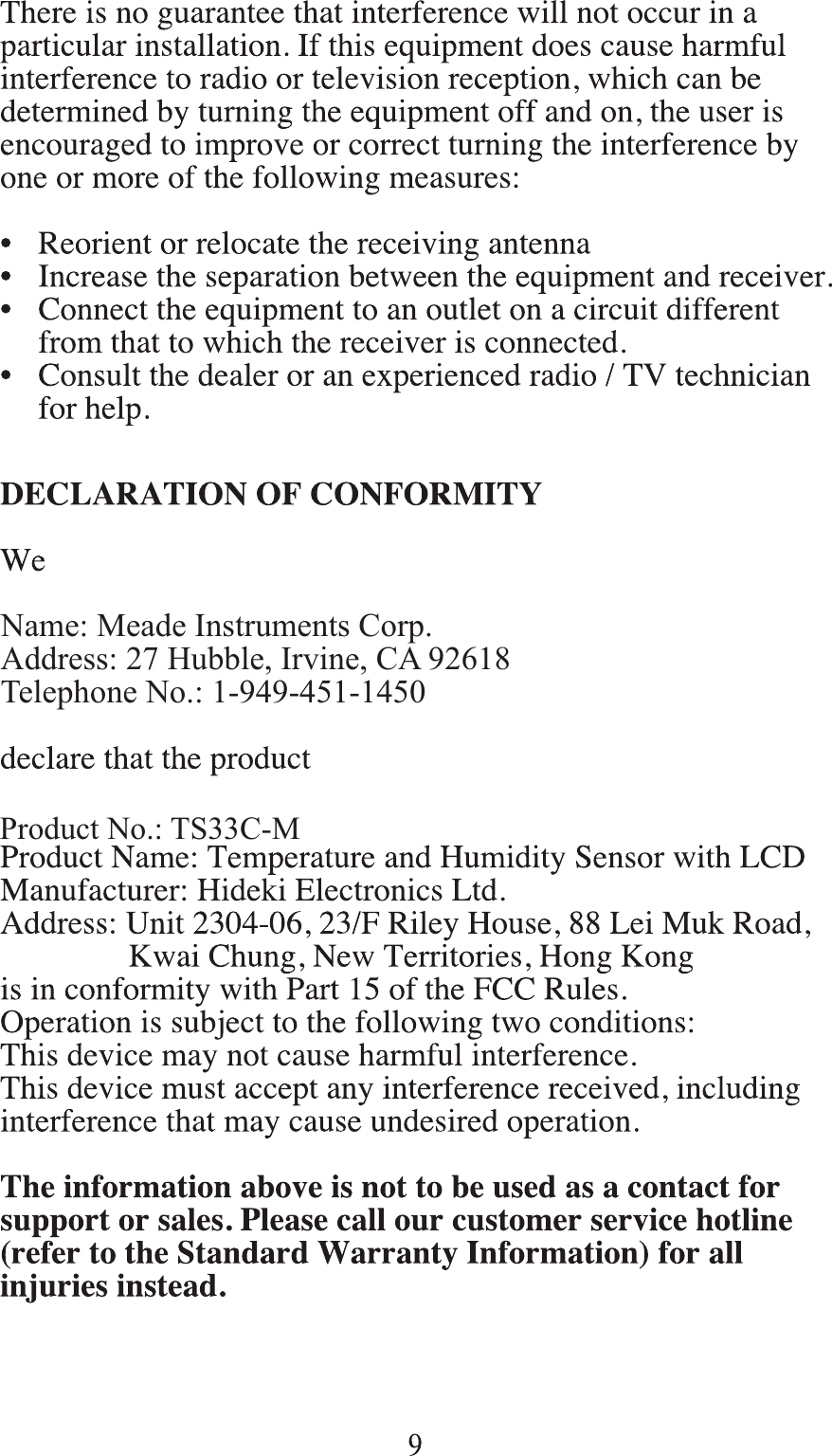 Page 9 of 12 - Meade Meade-Instruments-Weather-Radio-Ts33C-M-Users-Manual- TS33C Instruction Manual 031111  Meade-instruments-weather-radio-ts33c-m-users-manual