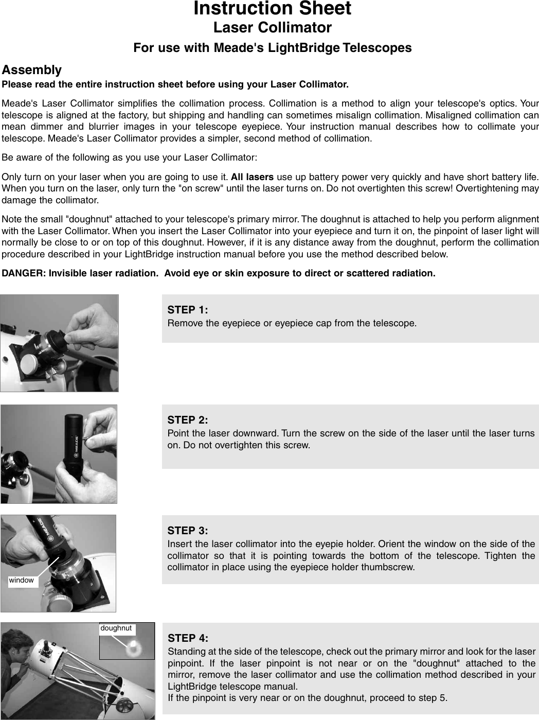 Page 1 of 2 - Meade Meade-Lightbridge-Laser-Collimator-Instruction-Manual- 01-LX-200 Rev F  Meade-lightbridge-laser-collimator-instruction-manual