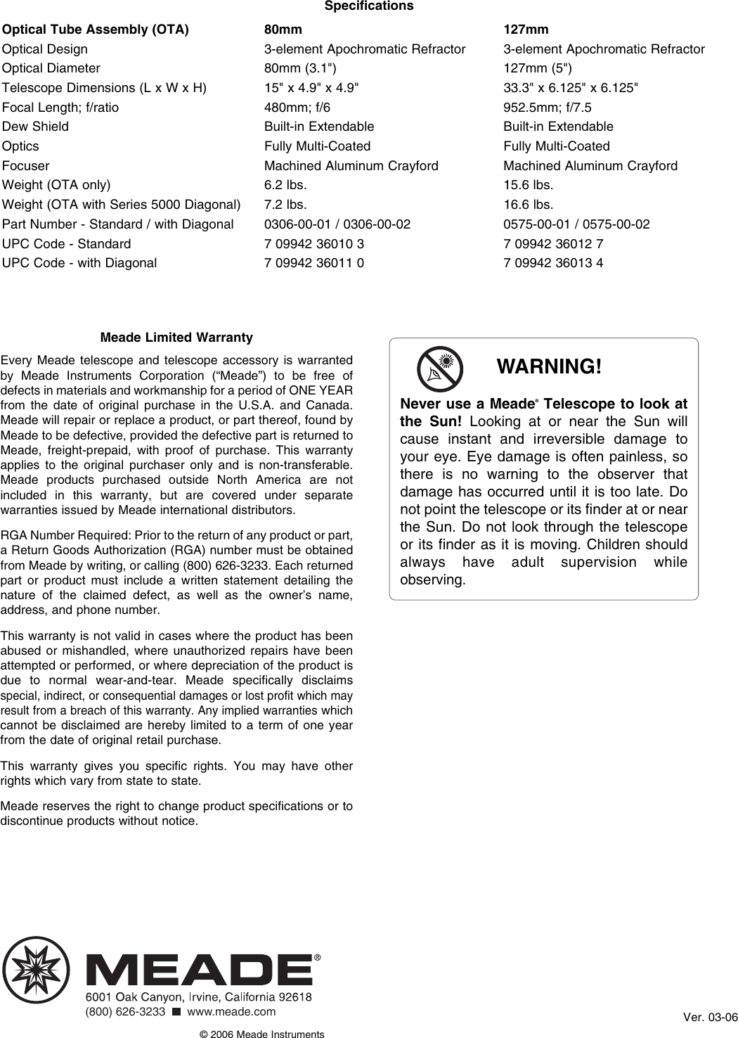 Page 2 of 2 - Meade Meade-Series-5000-Ed-Apo-Instruction-Manual- RS232 To USB Connector 3-03  Meade-series-5000-ed-apo-instruction-manual