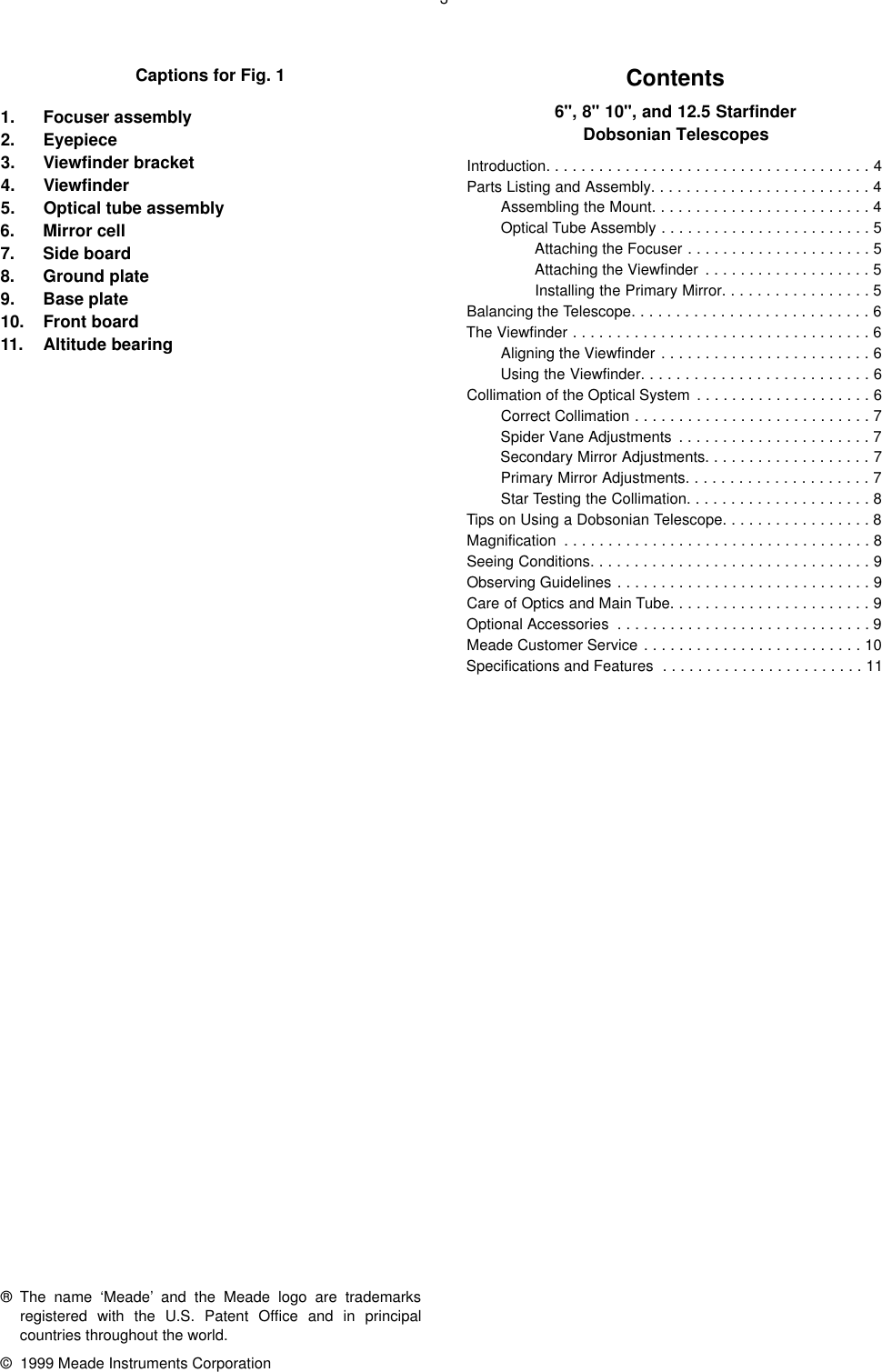 Page 3 of 12 - Meade Meade-Starfinder-12-5-Users-Manual-  Meade-starfinder-12-5-users-manual