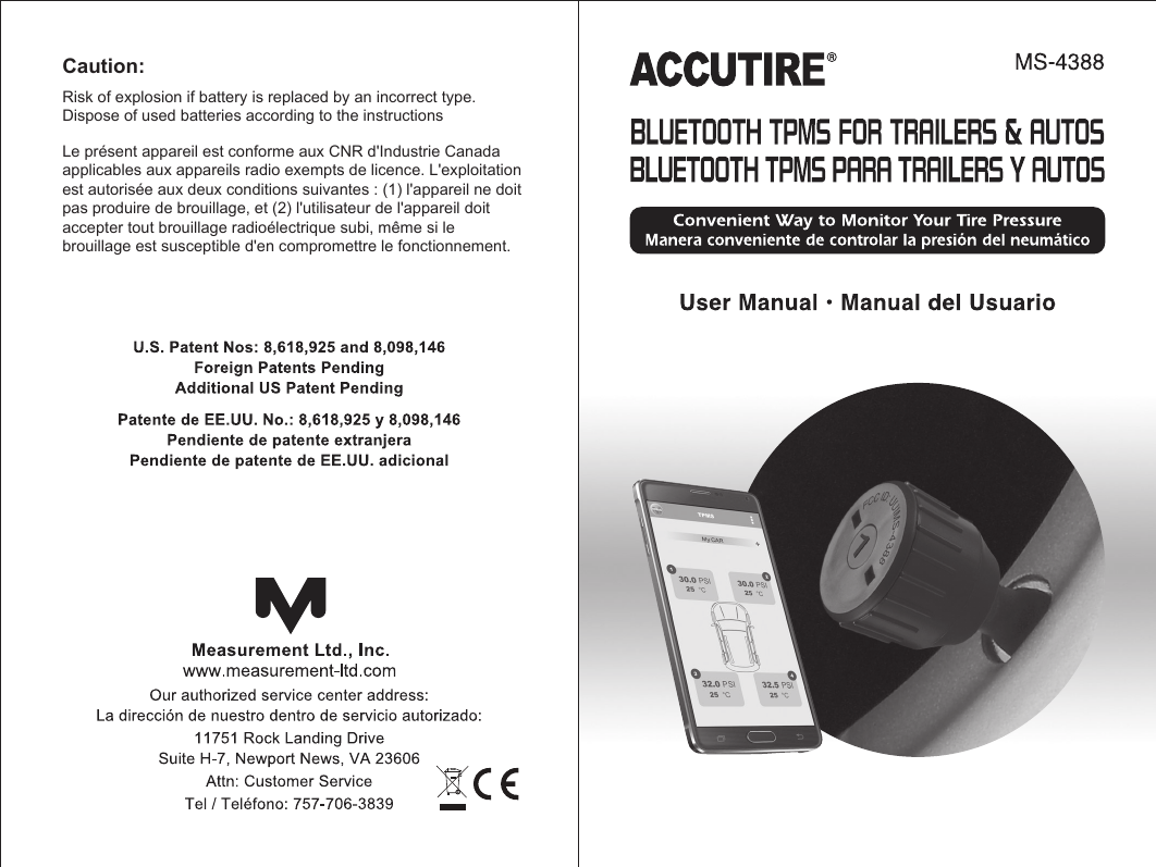 Caution:Risk of explosion if battery is replaced by an incorrect type.Dispose of used batteries according to the instructionsLe pr&eacute;sent appareil est conforme aux CNR d'Industrie Canada applicables aux appareils radio exempts de licence. L'exploitation est autoris&eacute;e aux deux conditions suivantes : (1) l'appareil ne doit pas produire de brouillage, et (2) l'utilisateur de l'appareil doit accepter tout brouillage radio&eacute;lectrique subi, m&ecirc;me si le brouillage est susceptible d'en compromettre le fonctionnement.