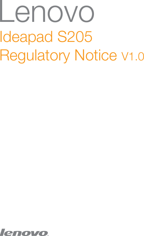 LenovoIdeapad S205  Regulatory Notice V1.0