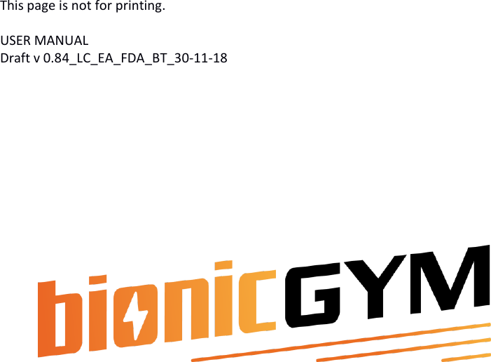 Page 1 of Medical Currents BG01 Bionic Gym fitness product User Manual Users manual