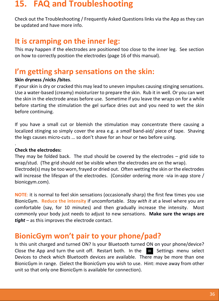 Page 37 of Medical Currents BG01 Bionic Gym fitness product User Manual Users manual