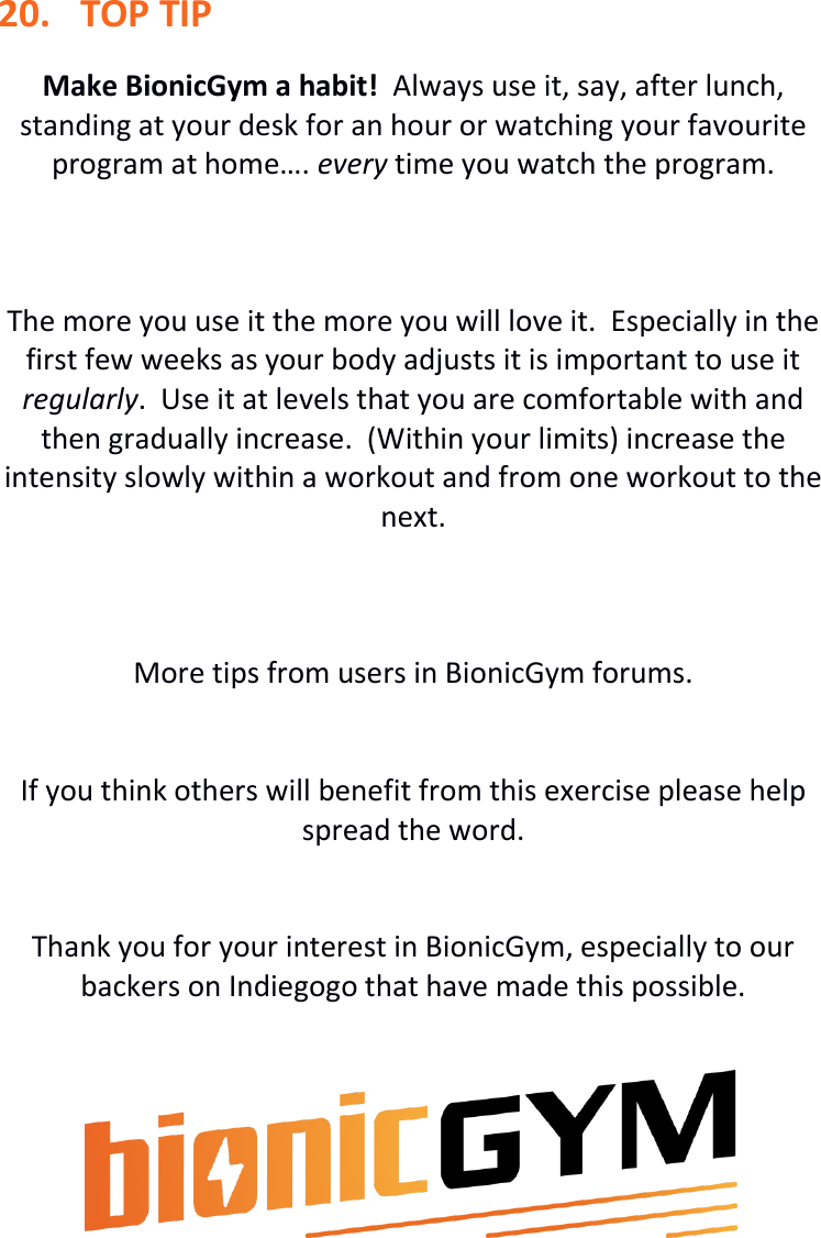 Page 50 of Medical Currents BG01 Bionic Gym fitness product User Manual Users manual