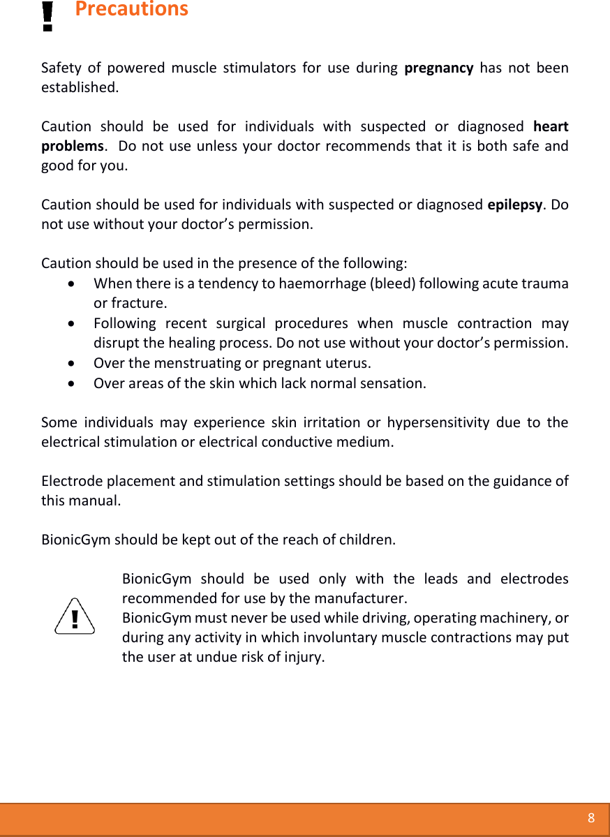Page 9 of Medical Currents BG01 Bionic Gym fitness product User Manual Users manual