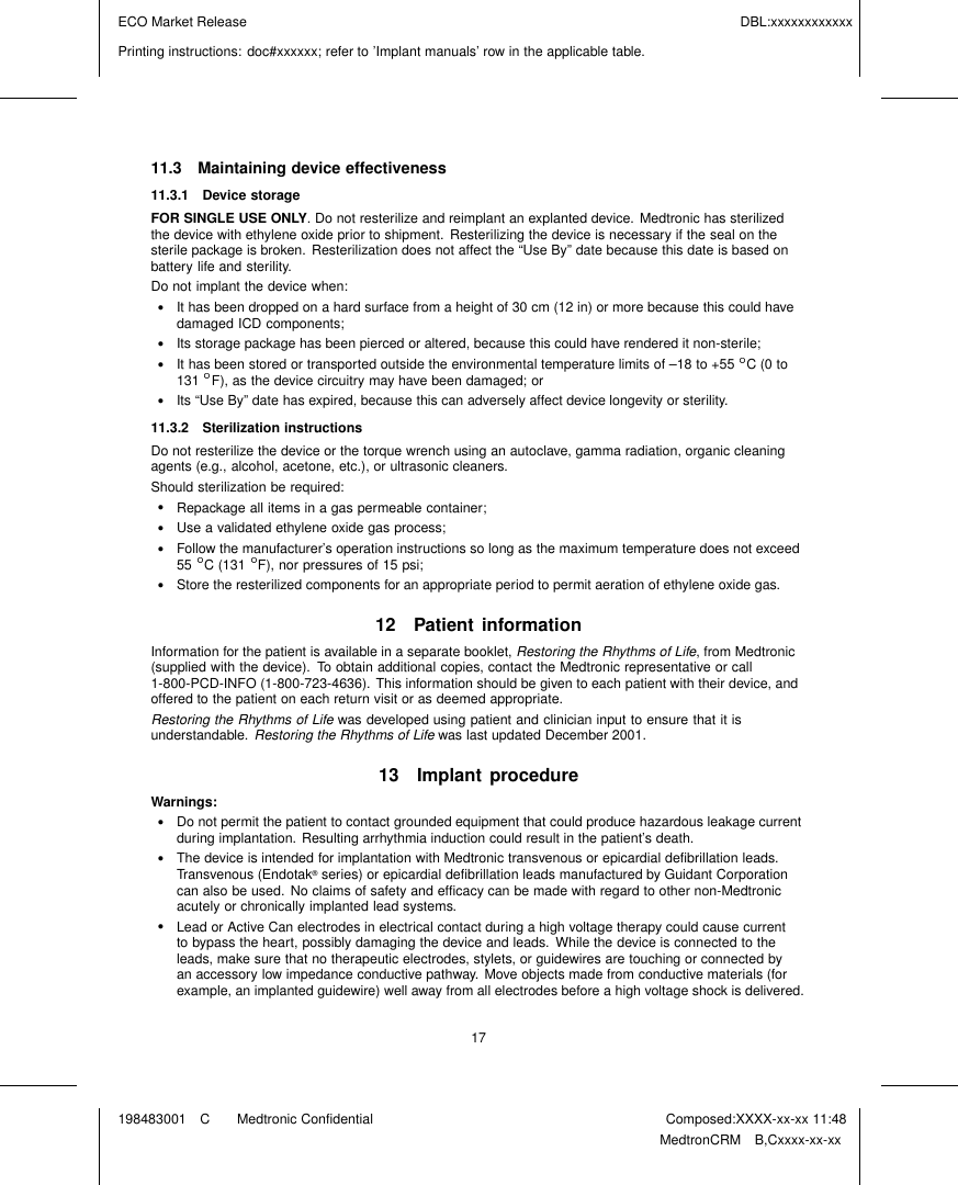 Page 19 of Medtronic MICSIMPLANT Internal to body medical implant User Manual