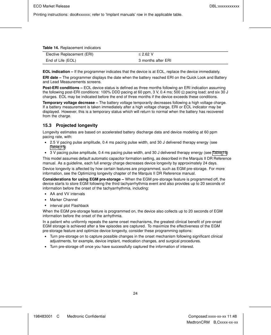 Page 26 of Medtronic MICSIMPLANT Internal to body medical implant User Manual