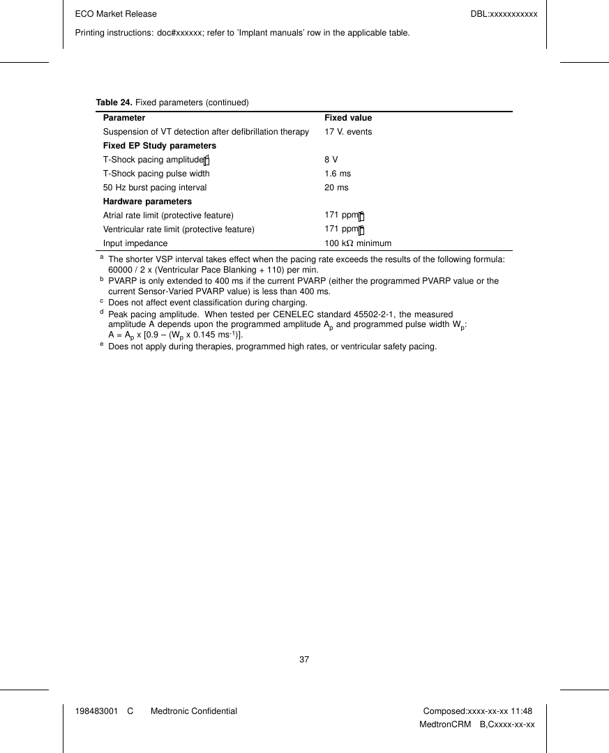 Page 39 of Medtronic MICSIMPLANT Internal to body medical implant User Manual