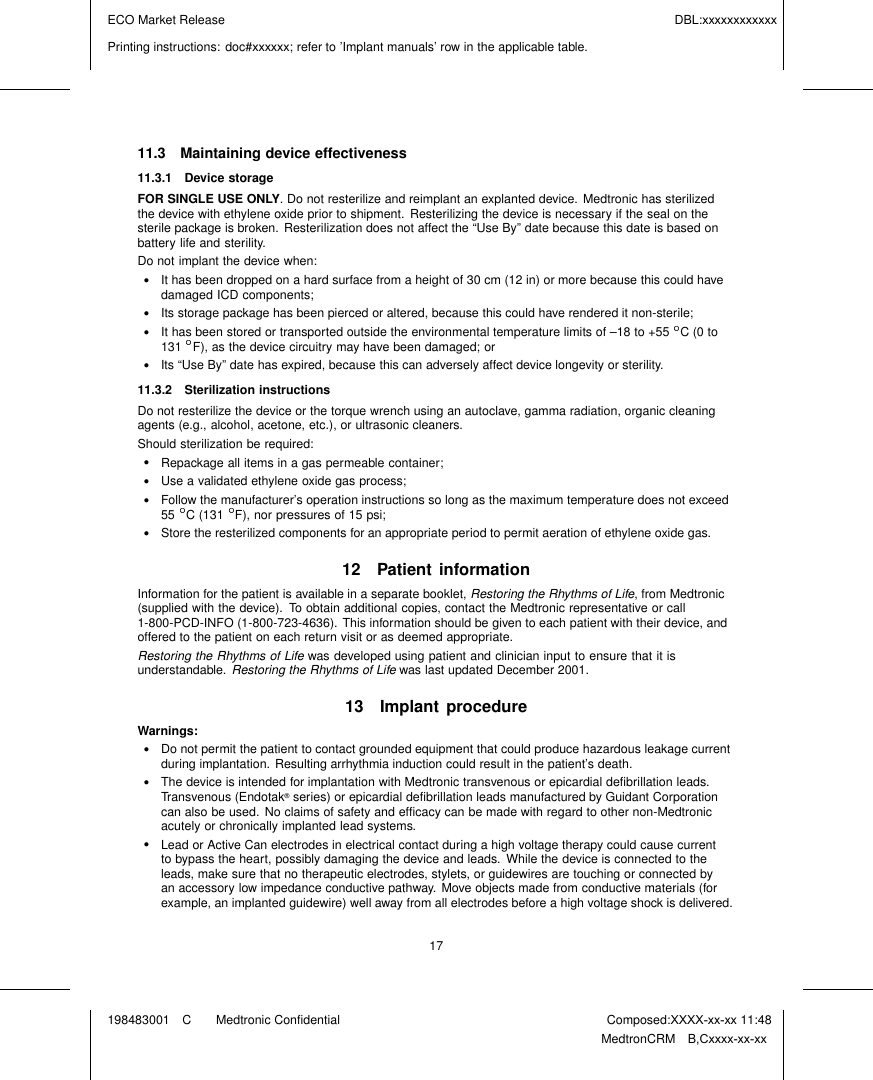 Page 19 of Medtronic MICSIMPLANT2 Implantable cardiac device User Manual