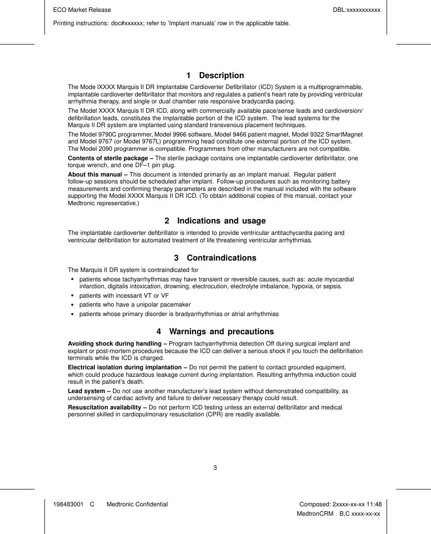 Page 5 of Medtronic MICSIMPLANT2 Implantable cardiac device User Manual