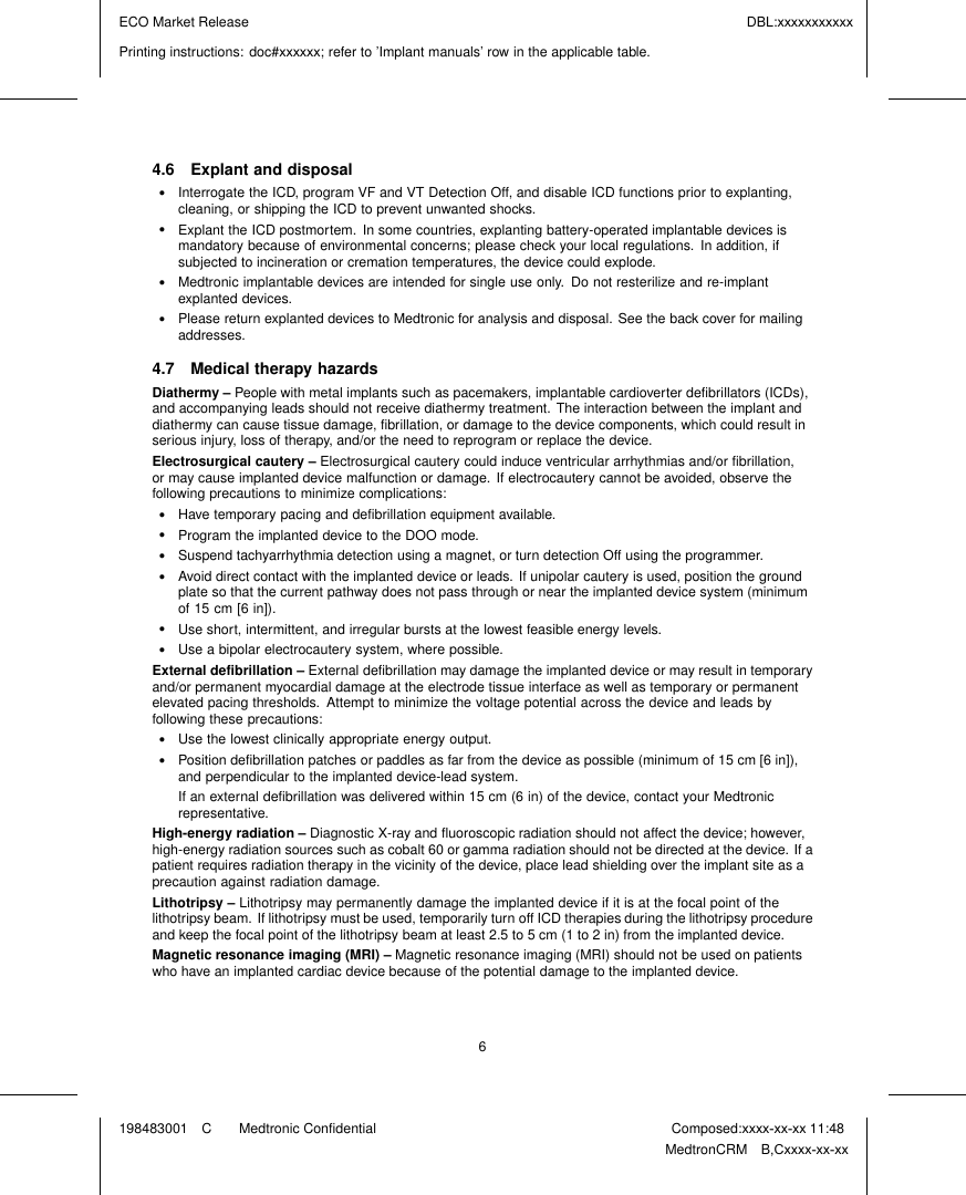 Page 7 of Medtronic MICSIMPLANT3 Medical implant that is internal to the human body User Manual revised users manual