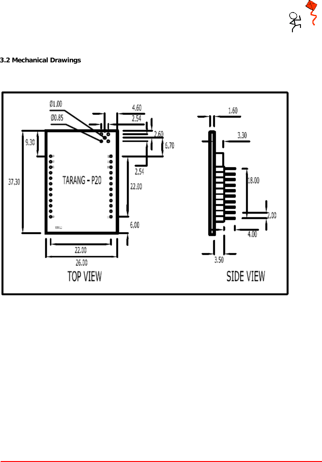     Tarang P User Manual    Page 7 of 17   3.2 Mechanical Drawings                 